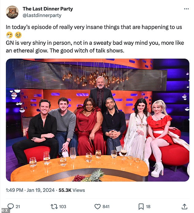 The five women who performed live in the studio on the Graham Norton Show in late January described the television host as 