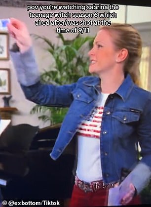 The now-viral video showed a series of outfits worn by the sitcom's characters that heavily featured the American flag. Example is shown above