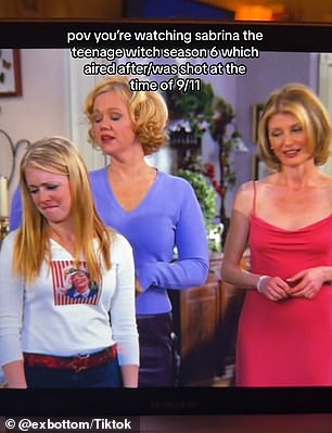 Aunt Zelda, played by Beth Broderick, and Aunt Hilda, played by Caroline Rhea, wore red and blue along with Sabrina.