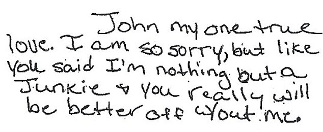 In the section of the note addressed to John, Nancy praised him as her 