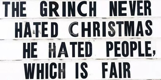 This funny poster in the US seems to have sympathy with Dr. Seuss' The Grinch character for being a little grumpy