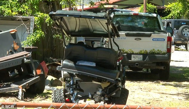 Komoroski was first charged with speeding on May 31, 2018 in Horry County, South Carolina, after crashing into the golf cart (pictured).