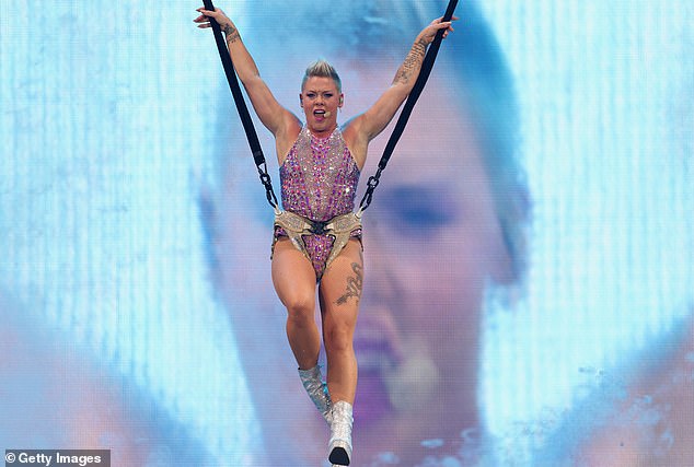 Earlier this week, Pink revealed her secret battle to perform her death-defying stunts on stage, accusing insurance brokers of age discrimination for not wanting to allow her to do them.