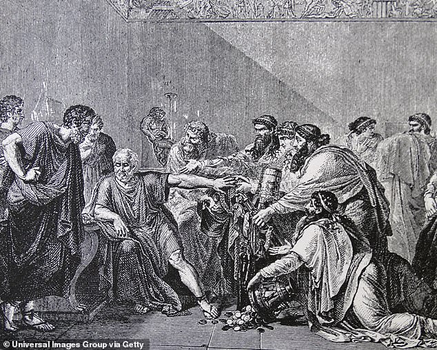 An image of Hippocrates rejecting gifts from Artaxerxes I of Persia.