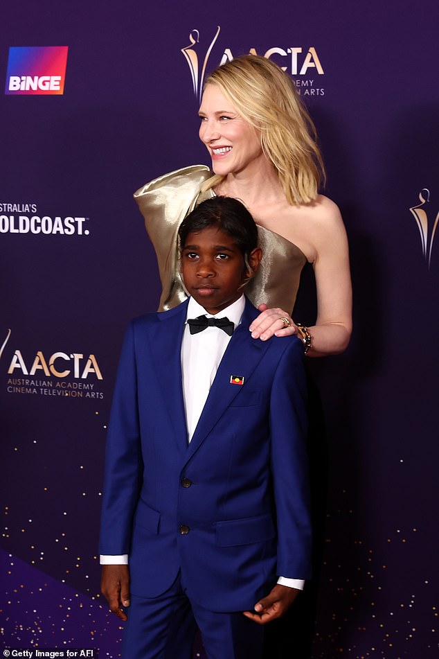 Cate posed with her The New Boy co-star Aswan Reid
