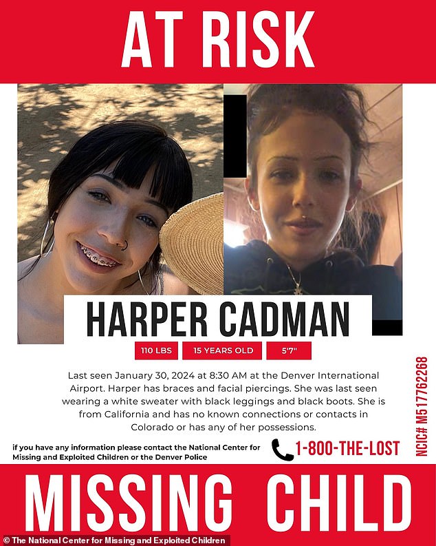 The National Center for Missing and Exploited Children issued an alert for Cadman with a description describing her as 5'7