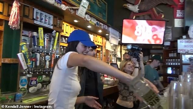 In the video, Jenner, who recently partied with Hailey Bieber, headed for the first time to Tuscaloosa, Alabama, where she stopped by a local bar.
