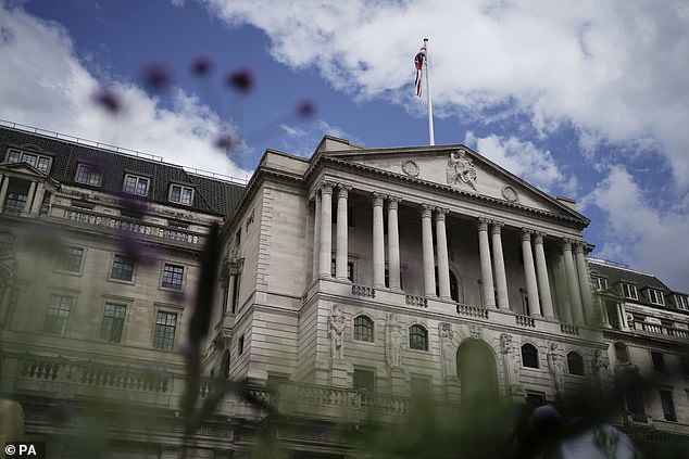 Rising wages also present a dilemma for the Bank of England (pictured). More money entering the system means there is a danger that increased consumer spending will fuel inflation.