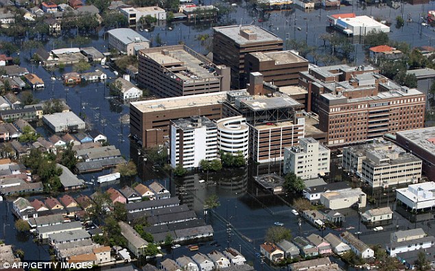 General view of downtown New Orleans, Louisiana, after Katrina hit in 2005