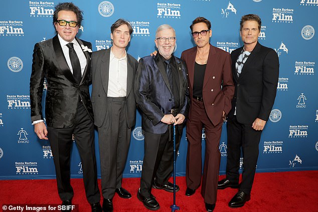 Roger Durling, Cillian Murphy, Leonard Maltin, honoree Robert Downey Jr. and Rob Lowe