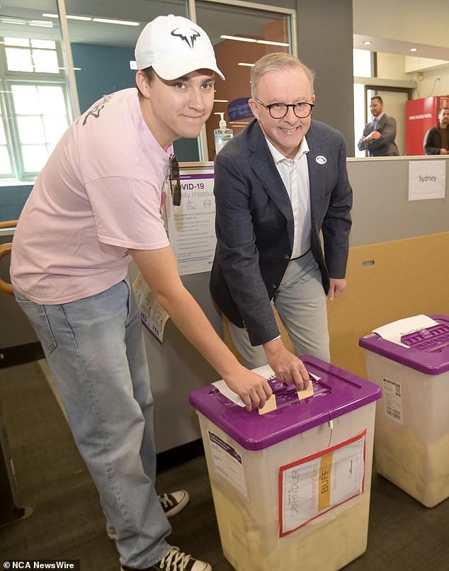 The Prime Minister and his son, Nathan, cast their votes on October 7.