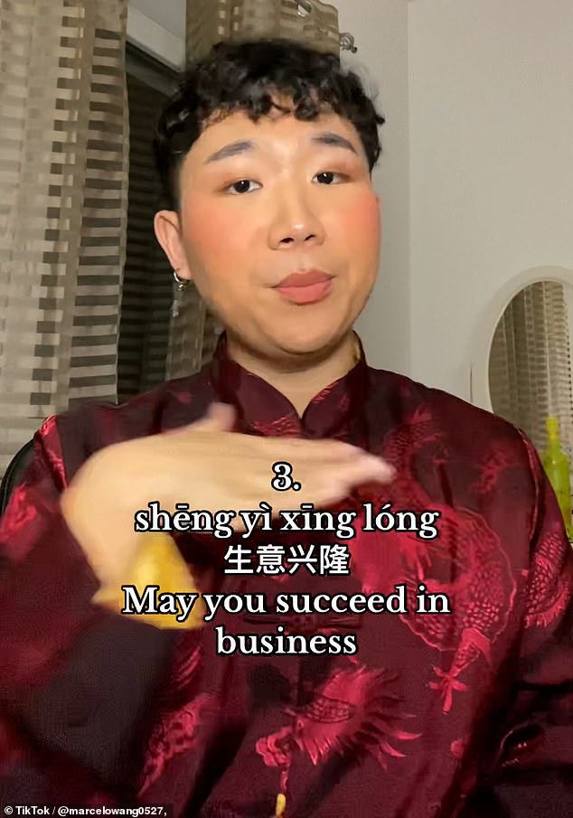 Marcelo Wang, or @marcelowang0527, who has a staggering 308,000 followers on TikTok, recently shared his favorite Lunar New Year greetings.