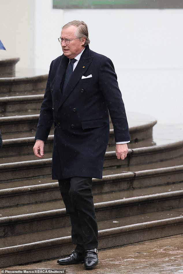 Prince John of Luxembourg attending the funeral of Prince Vittorio Emanuele of Savoy at the Cathedral of St. John the Baptist