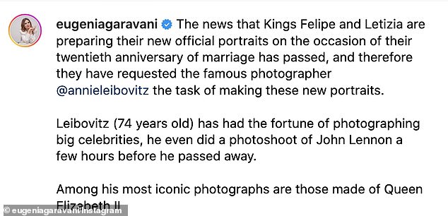 On her Instagram, royal expert Eugenia Garavani revealed the news by sharing a snapshot of the royal couple's 2020 portrait and the 'iconic' image of Queen Elizabeth.