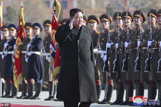 North Korean leader Kim Jong Un attends a ceremony in North Korea on February 8, 2024