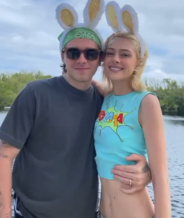 One of Brooklyn and Nicola's first Instagram photos, after they started dating in 2019; Nicole's sartorial style has been influenced by her father-in-law's fashion designer.