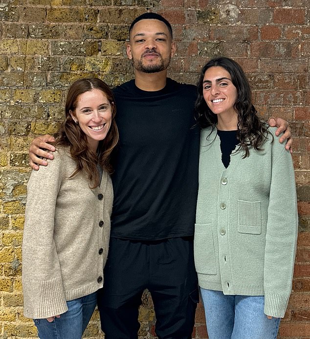 Dragons' Den's Steven Bartlett with Kimai co-founders Jessica Warch and Sidney Neuhaus after investing £250,000 in their business