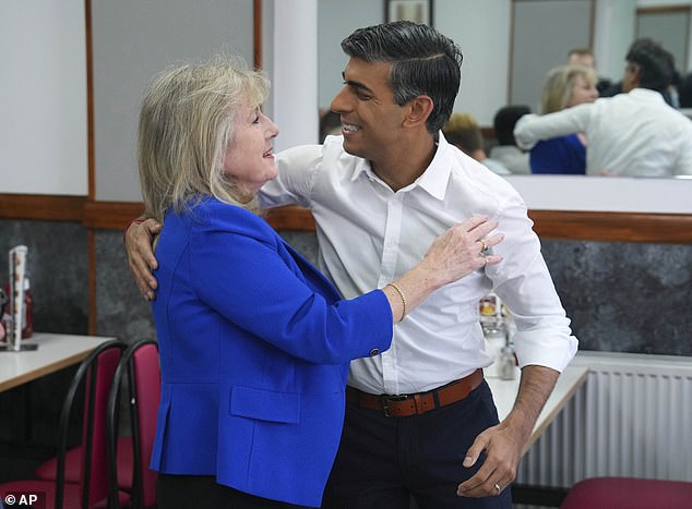 Asked if she would be willing to challenge No 10 on the 2030 target, Mrs Hall (pictured with Rishi Sunak) added: 