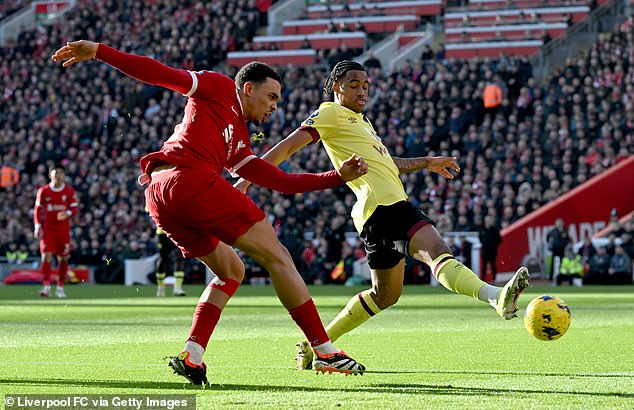 It was an excellent afternoon for Liverpool's Trent Alexander-Arnold, who broke the record for most assists in Premier League history among defenders by setting up Jota's first goal.