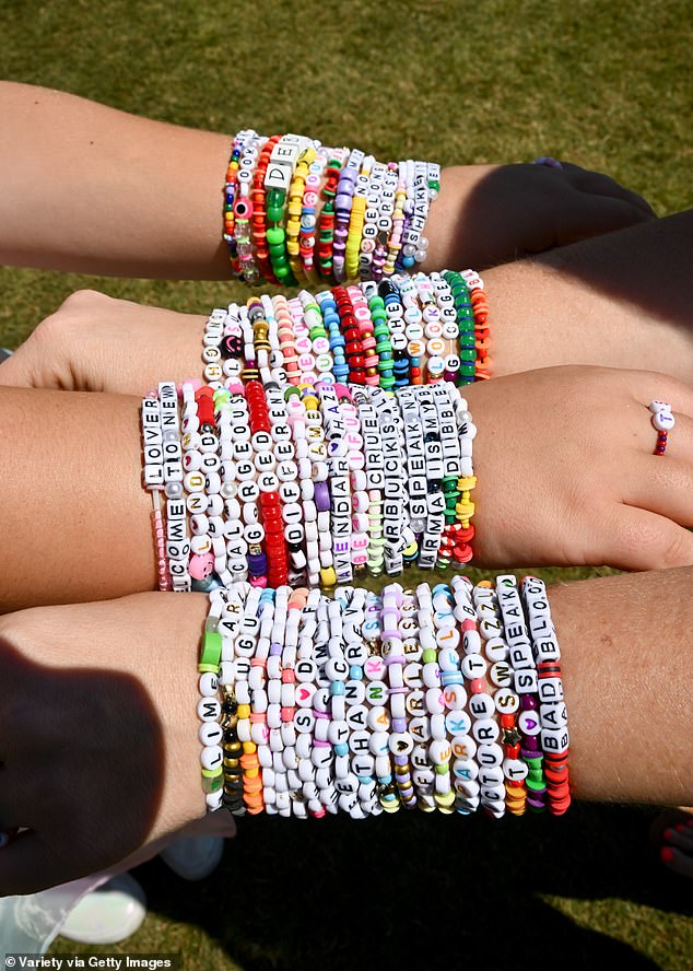 The famous song prompted Swifties to wear, make and exchange friendship bracelets on The Eras Tour. And Kelce tried to give Swift one with her number before one of her shows (Swifties were seen showing off their friendship bracelets in August outside SoFi Stadium).