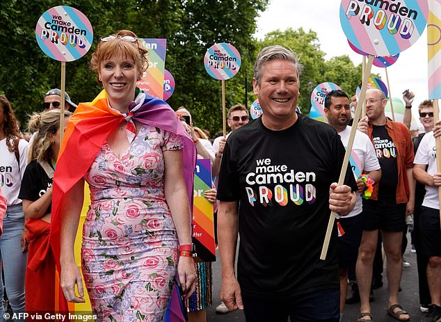During 'Pride Month' 2021, Sir Keir Starmer (pictured with Angela Rayner at Pride in London in July 2022) recorded a video aimed at the LGBT+ community.