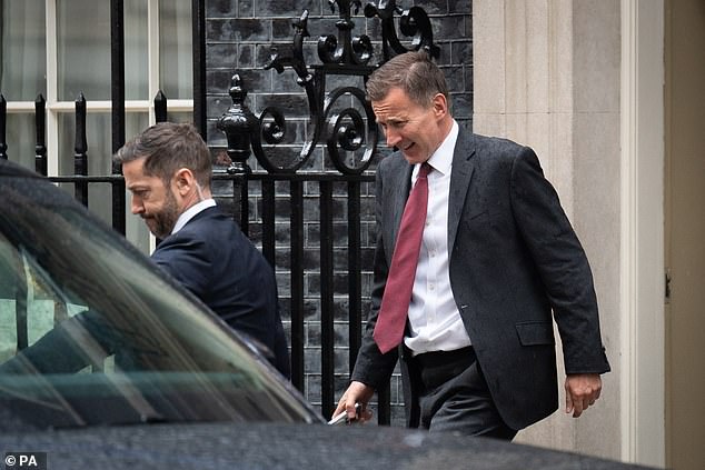 It will put extra pressure on Chancellor Jeremy Hunt (pictured outside No 10) to succeed in his attempts to get large numbers of over-50s back to work by offering them so-called middle-aged MOTs and apprenticeships. for new careers.