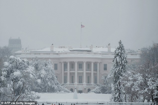 The February 2010 storm, dubbed 'Snowmageddon,' hit DC. (Pictured: The south side of the White House in the snow on February 6, 2010)