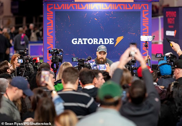 In Las Vegas, Kelce has been answering questions about his superstar girlfriend all week.