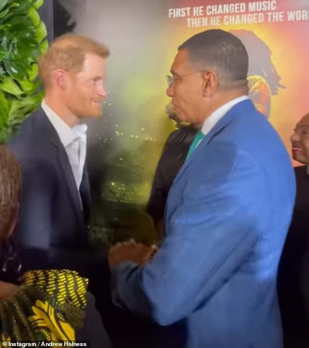 Prince Harry and Meghan praised new Bob Marley biopic One Love while chatting with Jamaican Prime Minister Andrew Holness during their red carpet appearance in Kingston last night, a lip reader has revealed.