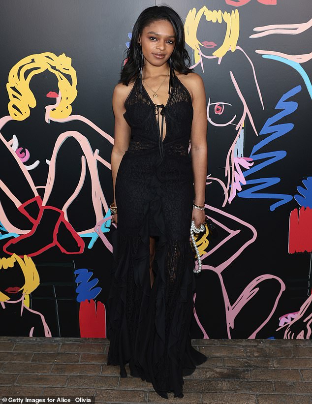Selah Marley opted for a flowy, sleeveless black dress during the fashion event.