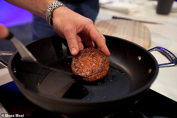 The cooked Mosa Meat burger resembles conventionally made beef burgers. The company says it knows 