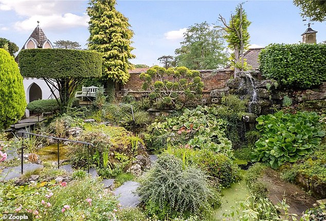 There are more water features in the garden at the back of the house, along with some topiaries.