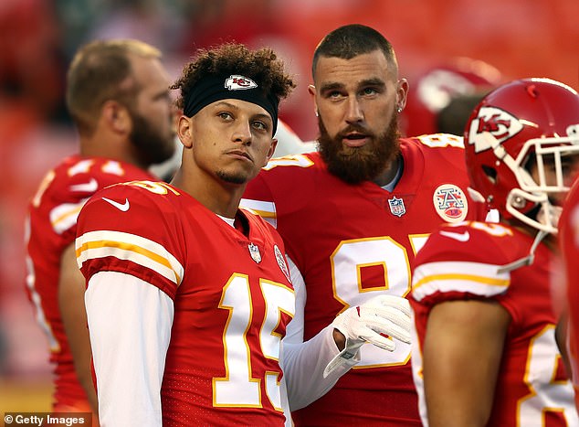 The two will cheer on brothers Patrick Mahomes (left) and Travis Kelce (right) on Sunday.