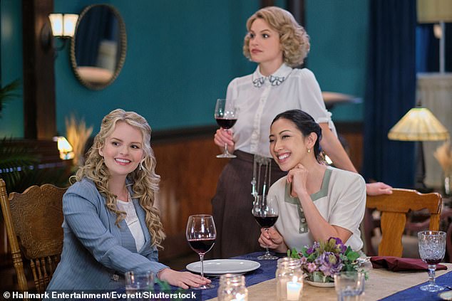 Kayla Wallace (center) will probably be familiar to Hallmark Channel fans, as she is known for appearing on the long-running drama When Calls The Heart (pictured).