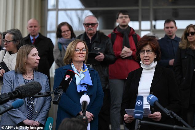 The United States Ambassador to Russia, Lynne Tracy, the British Ambassador to Russia, Deborah Bronnert, and the Canadian Ambassador to Russia, Alison LeClaire, spoke to the media outside the Moscow City Court following the verdict in the Kara-Murza case.