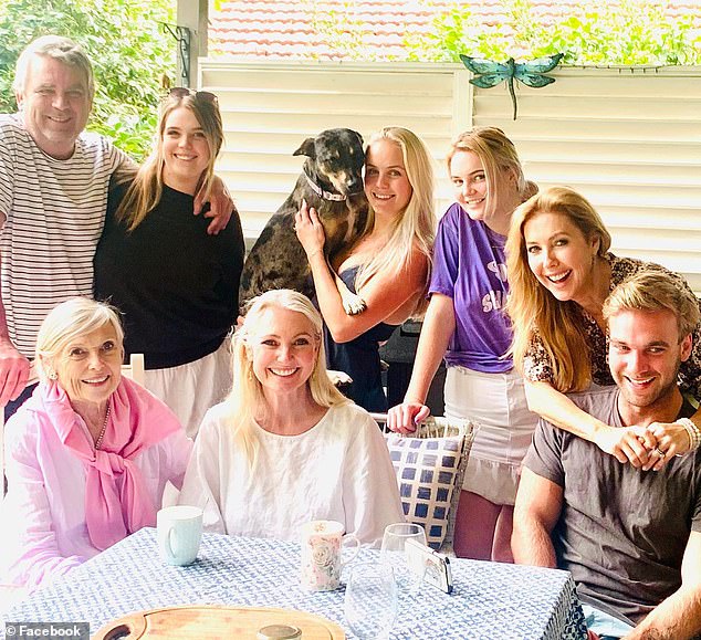 She added that her sister's family life was going well, which helped her stay in good spirits. (Pictured: Catriona, second right, and Lucinda, front center, with family members, including her mother Heather, front left)