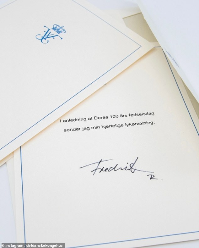 Earlier this week, the Danish Royal Family's official Instagram account posted a photo of a 100th birthday card signed by the new King.