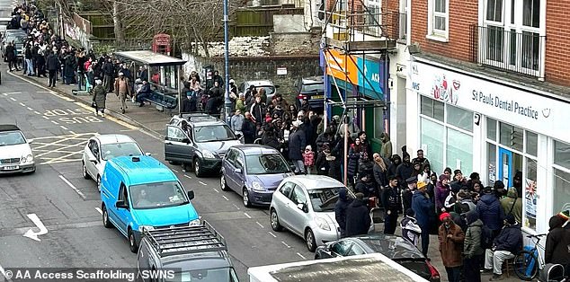 Giant queue forms outside new NHS dentist in Bristol - shows how desperate the UK's dental crisis has become