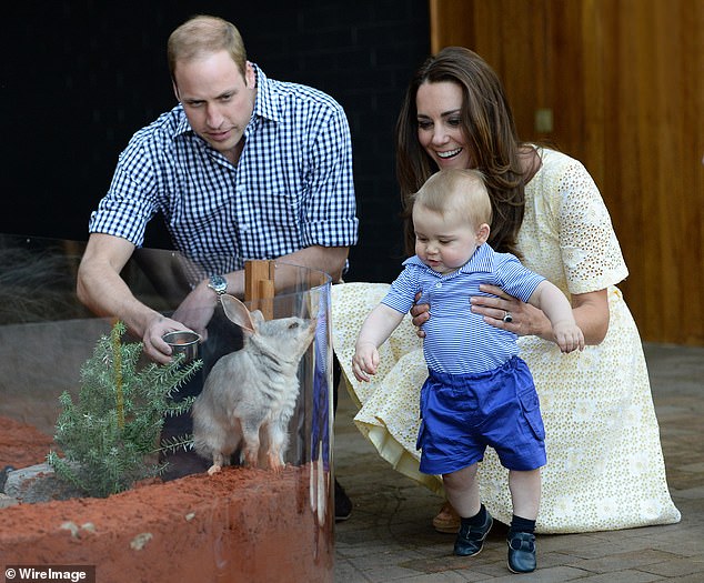 Prince George, then only nine months old, visits Bilby at the zoo. Bilbies are desert-dwelling marsupials native to Australia.