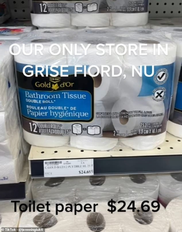 In a TikTok, resident Jenn Ningiuk gives viewers a look at some of the products for sale at Grise Fiord's only store.