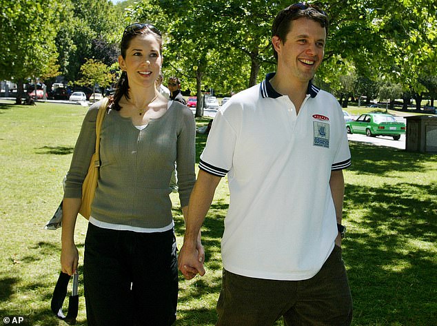 Crown Prince Frederik and his then-fiancee Mary Donaldson were seen walking in a park in Australia three months before their wedding in 2004.