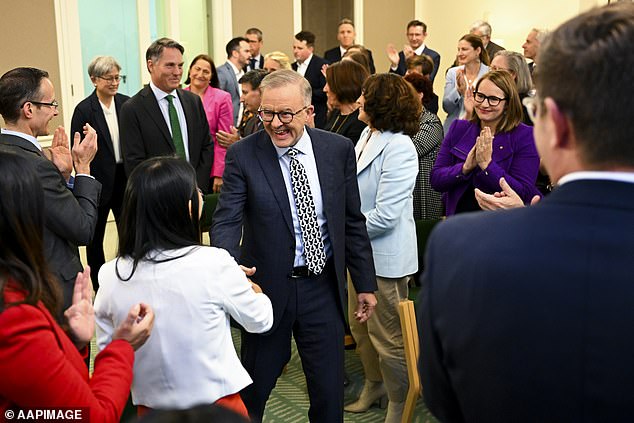 Albanese received a warm welcome from his Labor colleagues before the meeting.