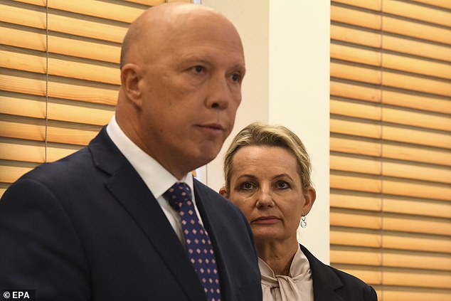 Dutton and Deputy Principal Sussan Ley speak to the media on Monday