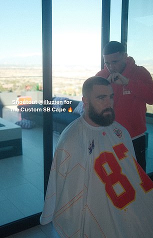 Patrick Regan, known as patty_cuts, does Kelce's hair before games and has been to Las Vegas.