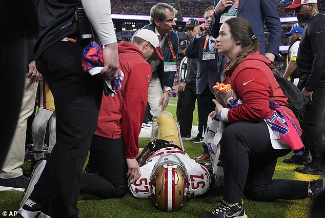 The 26-year-old 49ers linebacker was jumping on his toes on the sideline before the injury.