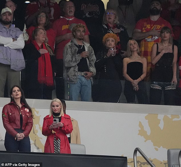 Lana was on a lower level at Allegiant Stadium as she enjoyed the game from commercial seats.