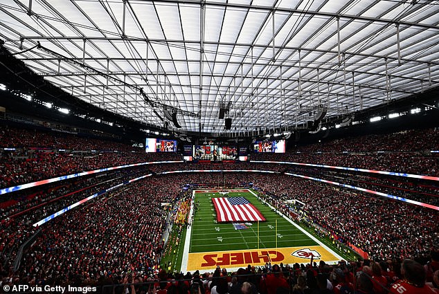 View of the stadium during Super Bowl LVIII between the Kansas City Chiefs and the San Francisco 49ers at Allegiant Stadium in Las Vegas, Nevada, February 11, 2024