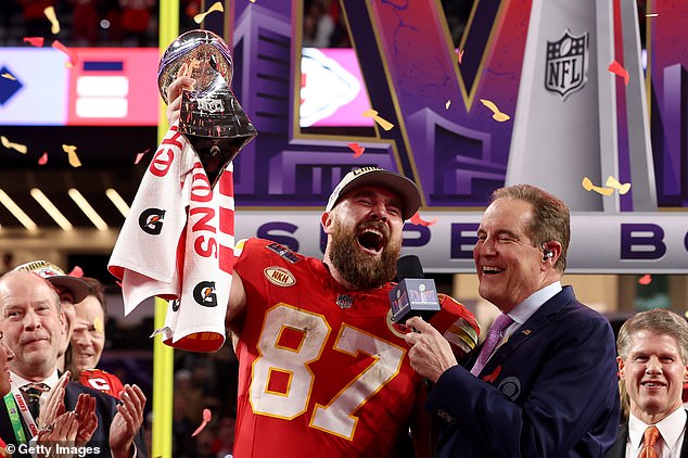 Kelce shouted 'Viva Las Vegas' when he got the Vince Lombardi trophy in his hands again