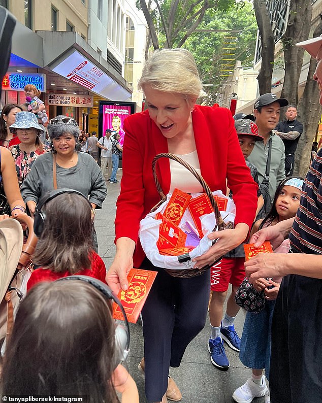 Fordham said other frontbench members remained silent on Australia Day despite some sharing photos celebrating the Lunar New Year (pictured Environment Minister Tanya Plibersek at a Lunar New Year festival).