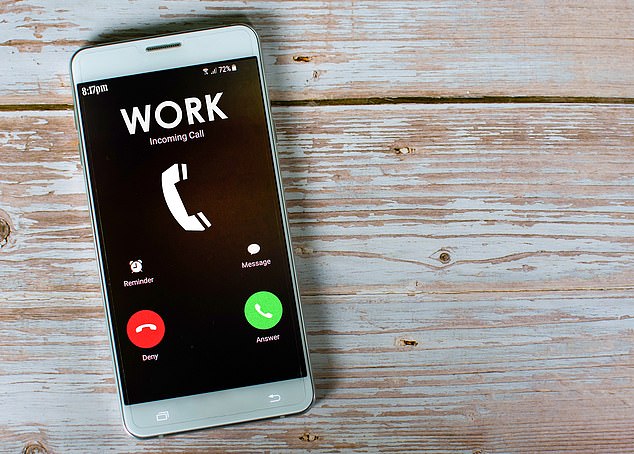 Pictured is a work phone call that comes after normal business hours. Similar calls could soon be banned